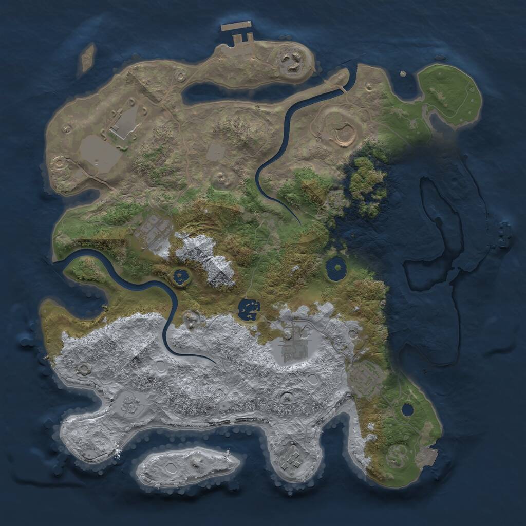 Rust Map: Procedural Map, Size: 3500, Seed: 72139499, 14 Monuments