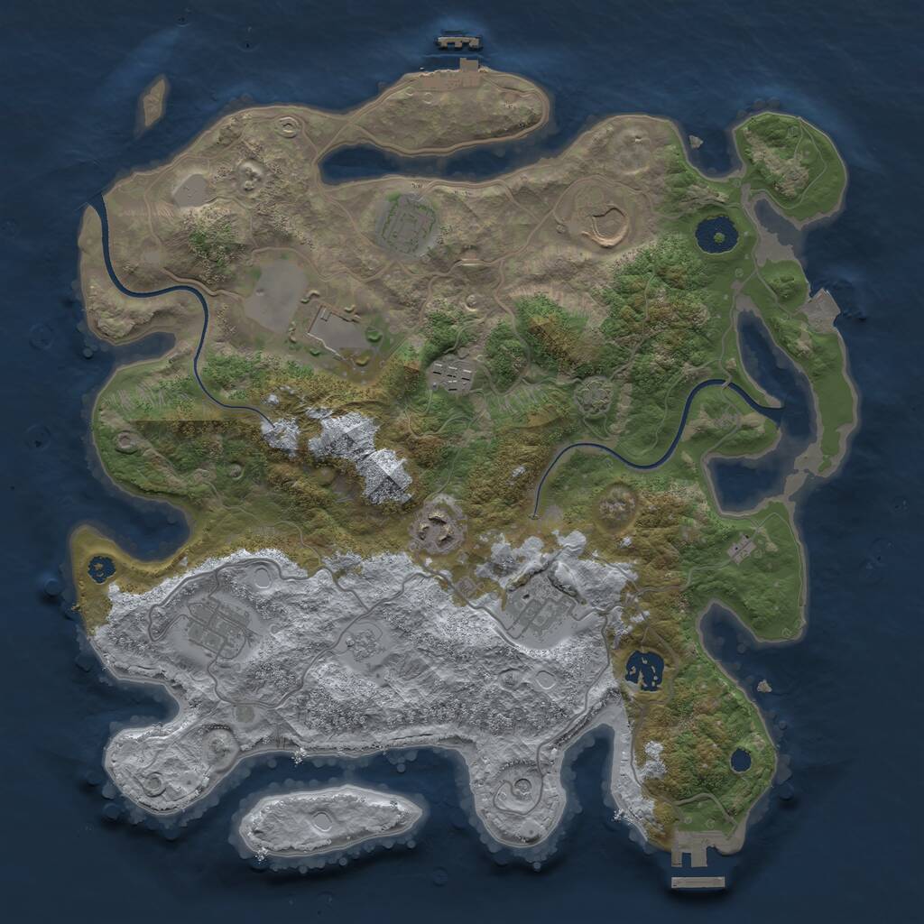 Rust Map: Procedural Map, Size: 3500, Seed: 72139499, 14 Monuments