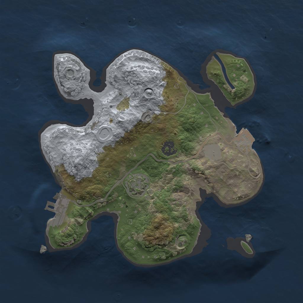 Rust Map: Procedural Map, Size: 2000, Seed: 6035598, 5 Monuments