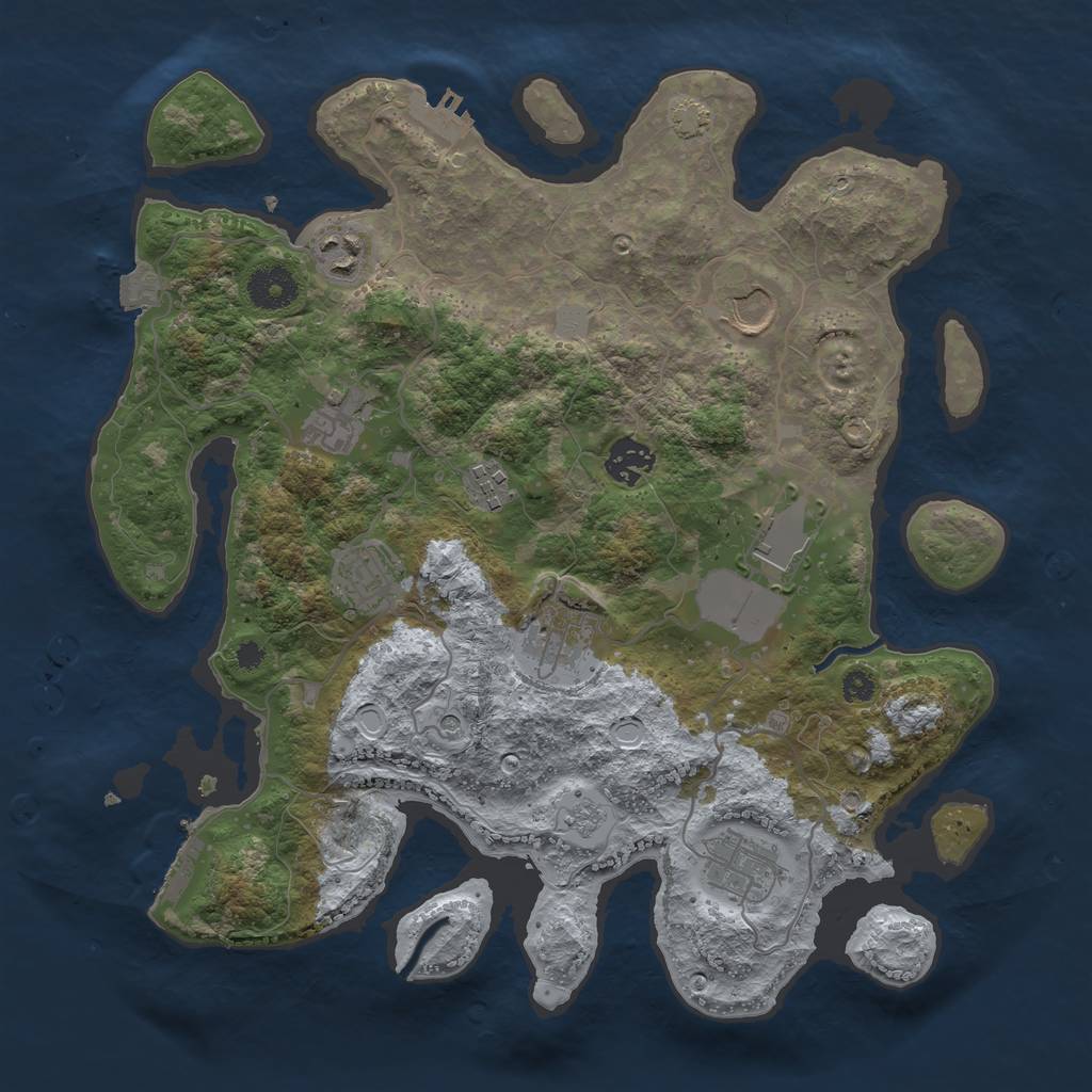 Rust Map: Procedural Map, Size: 3500, Seed: 1284669858, 17 Monuments