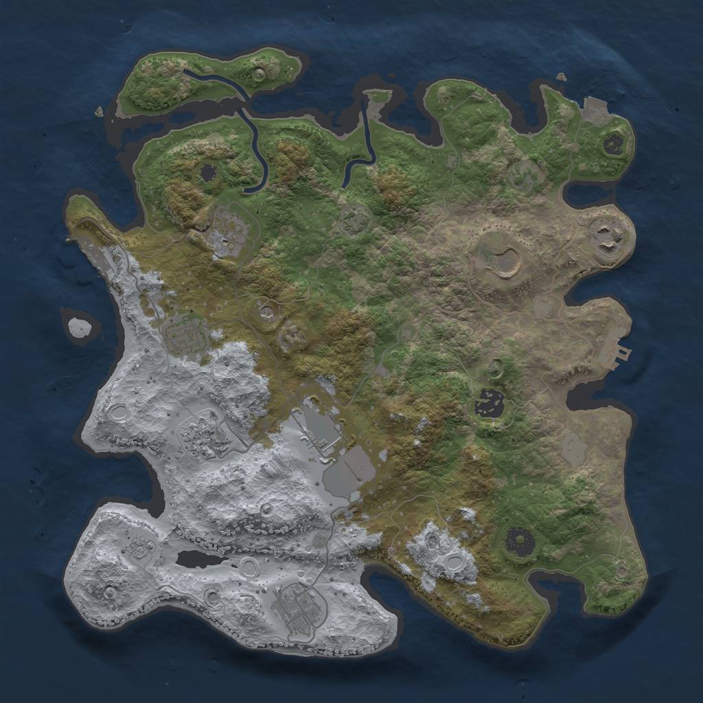 Rust Map: Procedural Map, Size: 3500, Seed: 947297266, 16 Monuments