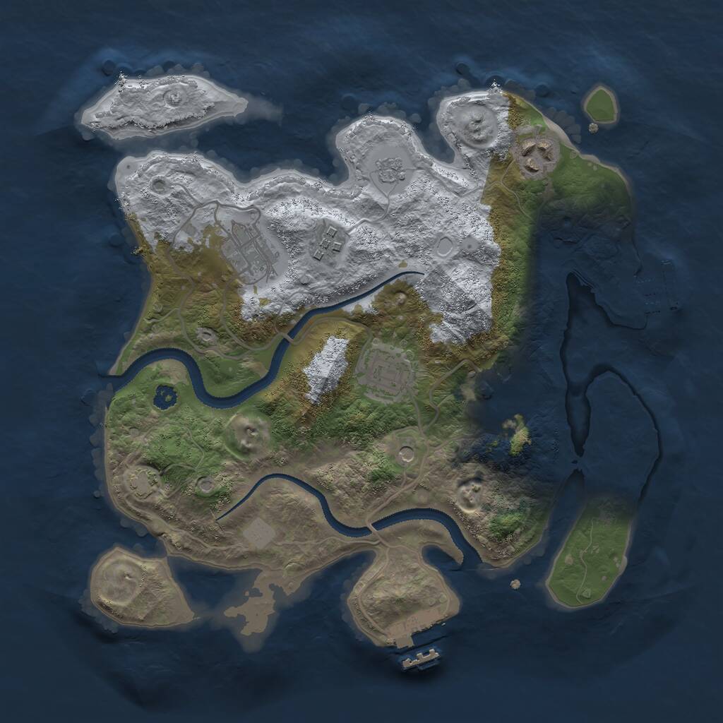 Rust Map: Procedural Map, Size: 3000, Seed: 1203221845, 11 Monuments