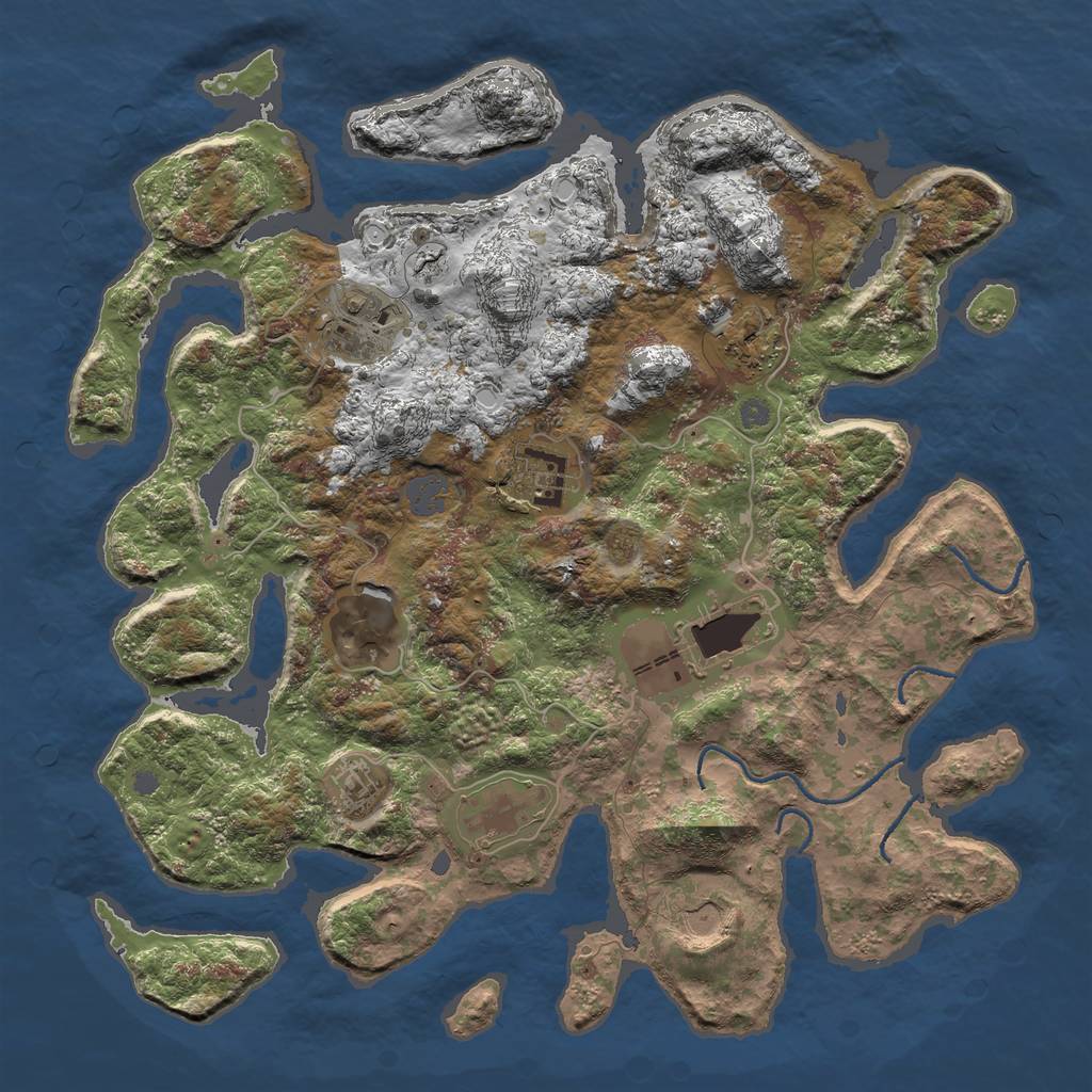 Rust Map: Procedural Map, Size: 3800, Seed: 81424, 13 Monuments