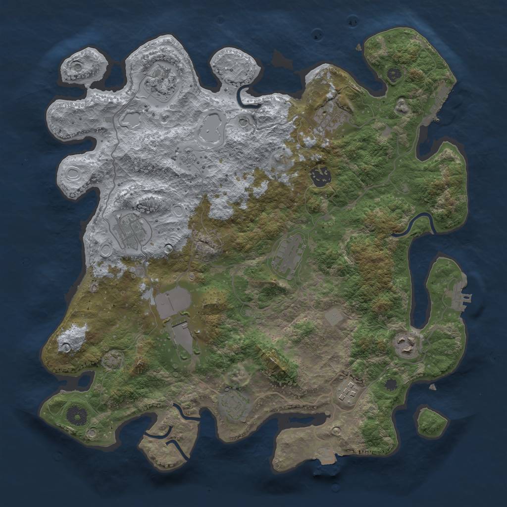 Rust Map: Procedural Map, Size: 3700, Seed: 2022302923, 17 Monuments