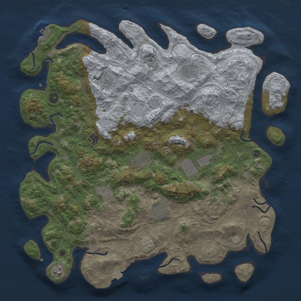 Rust Map: Procedural Map, Size: 4500, Seed: 1206502631, 17 Monuments