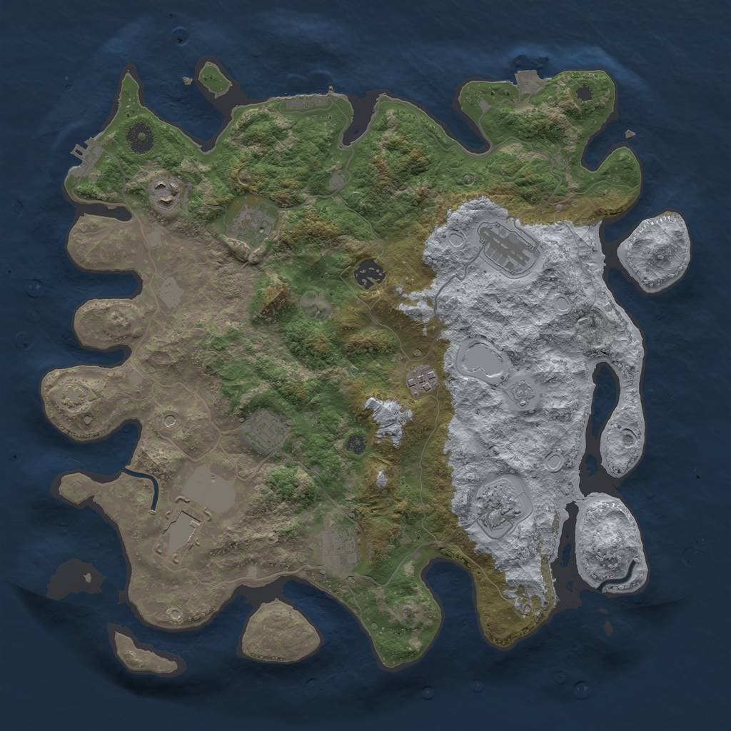 Rust Map: Procedural Map, Size: 3850, Seed: 21457259, 17 Monuments