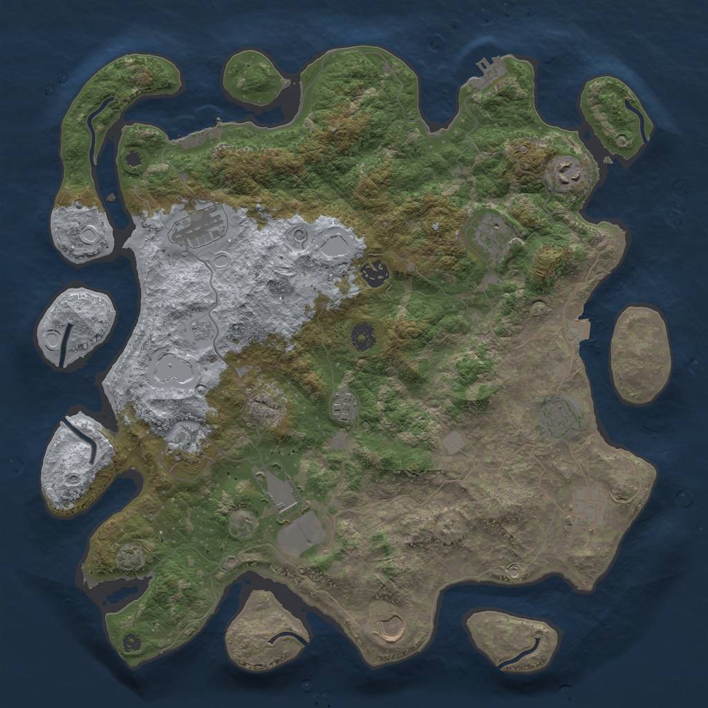 Rust Map: Procedural Map, Size: 3950, Seed: 116148736, 18 Monuments