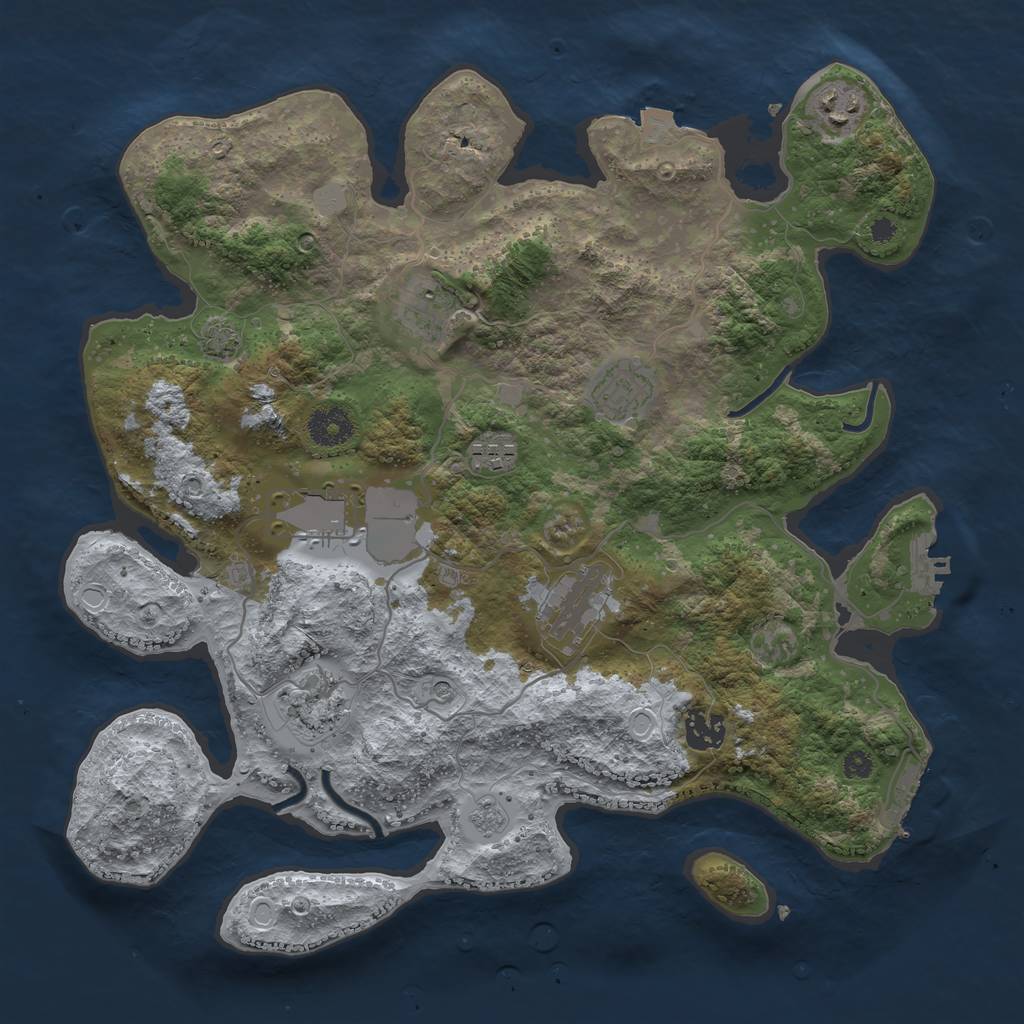 Rust Map: Procedural Map, Size: 3600, Seed: 18068819, 16 Monuments