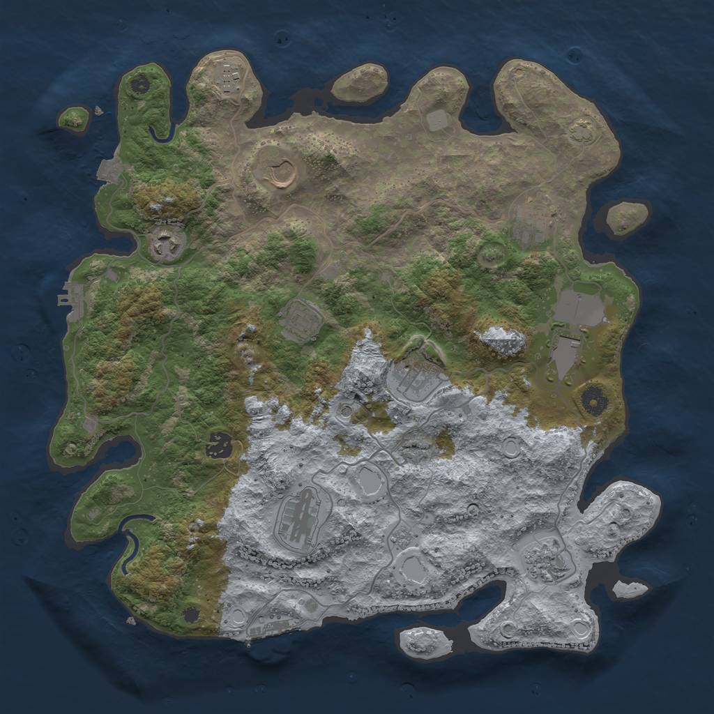 Rust Map: Procedural Map, Size: 3900, Seed: 95964278, 18 Monuments