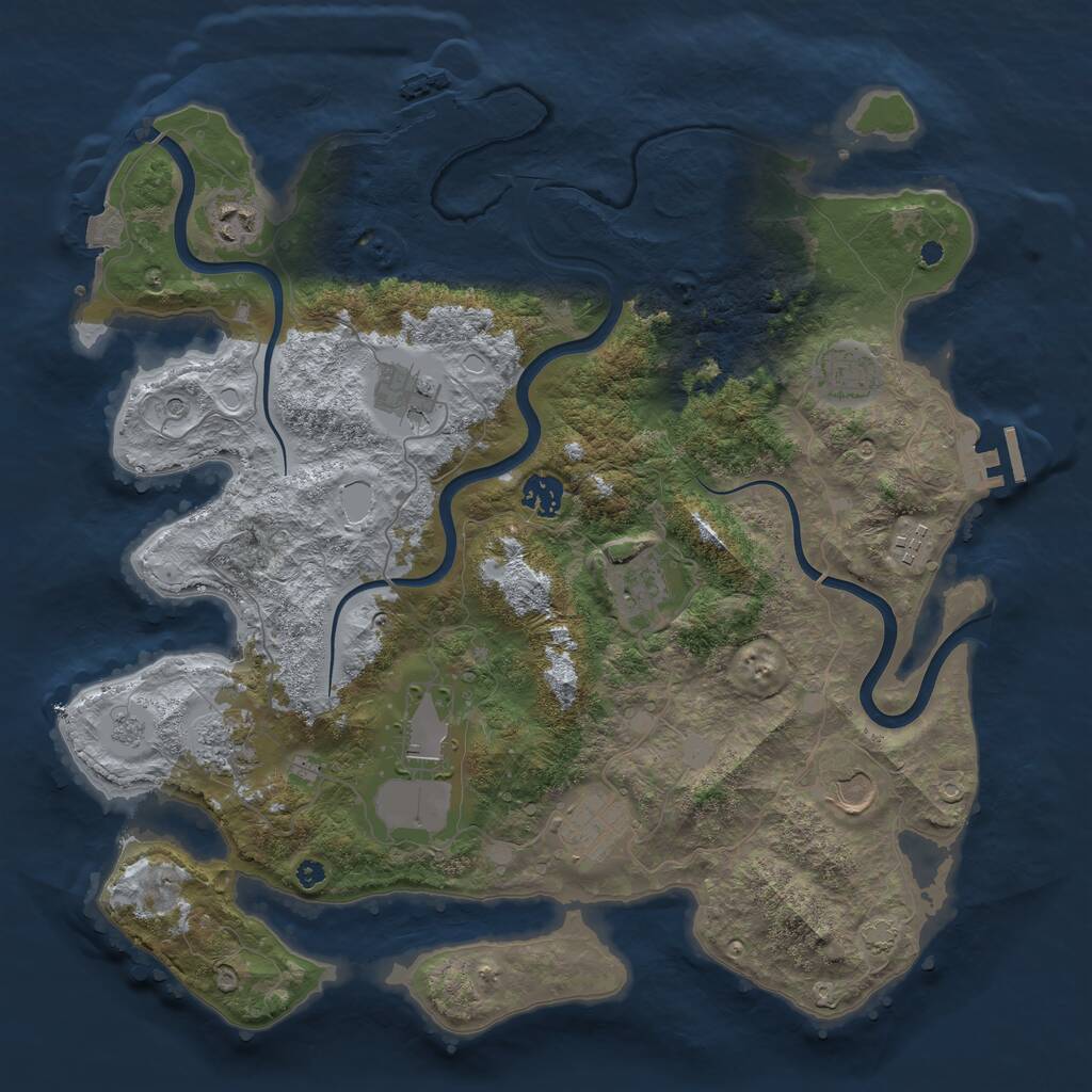 Rust Map: Procedural Map, Size: 3900, Seed: 18443125, 16 Monuments