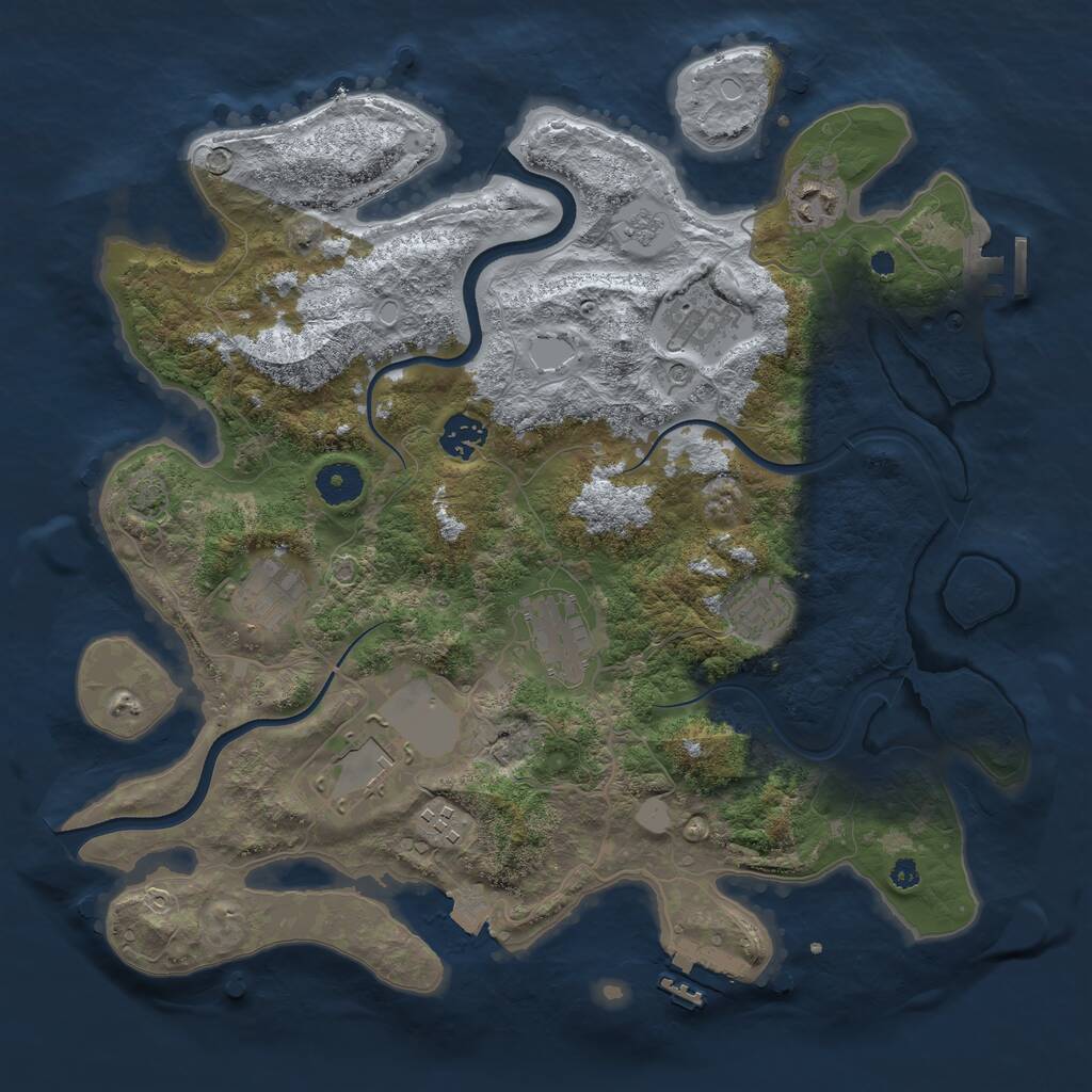 Rust Map: Procedural Map, Size: 3700, Seed: 99134874, 14 Monuments