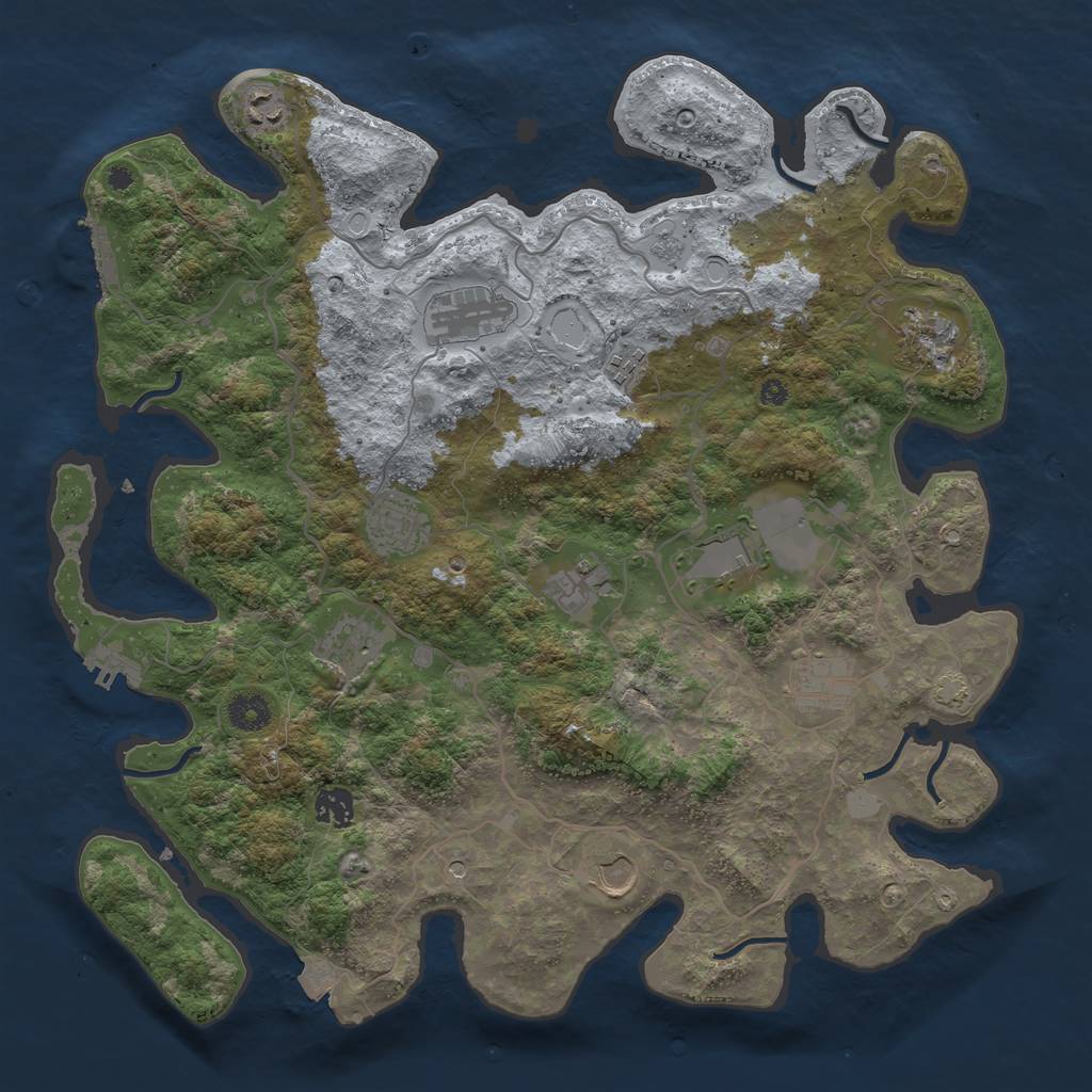 Rust Map: Procedural Map, Size: 4000, Seed: 917237687, 19 Monuments