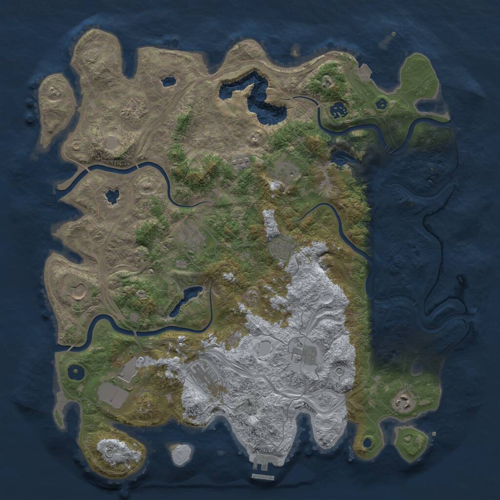 Rust Map: Procedural Map, Size: 4500, Seed: 1962536361, 16 Monuments