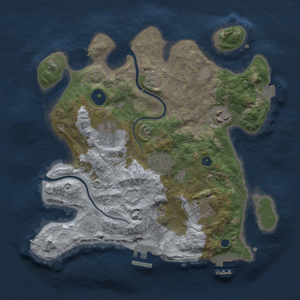 Rust Map: Procedural Map, Size: 3000, Seed: 345458632, 11 Monuments