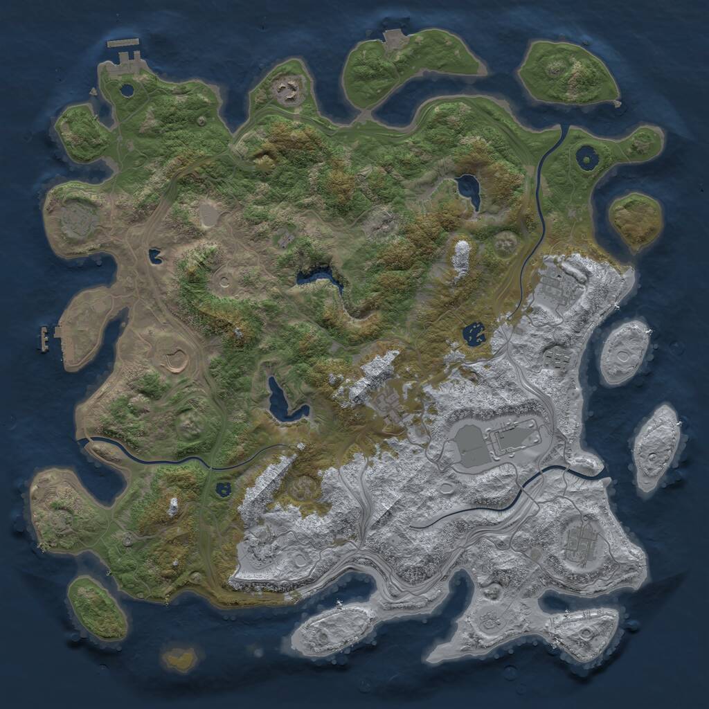 Rust Map: Procedural Map, Size: 4500, Seed: 832990680, 16 Monuments