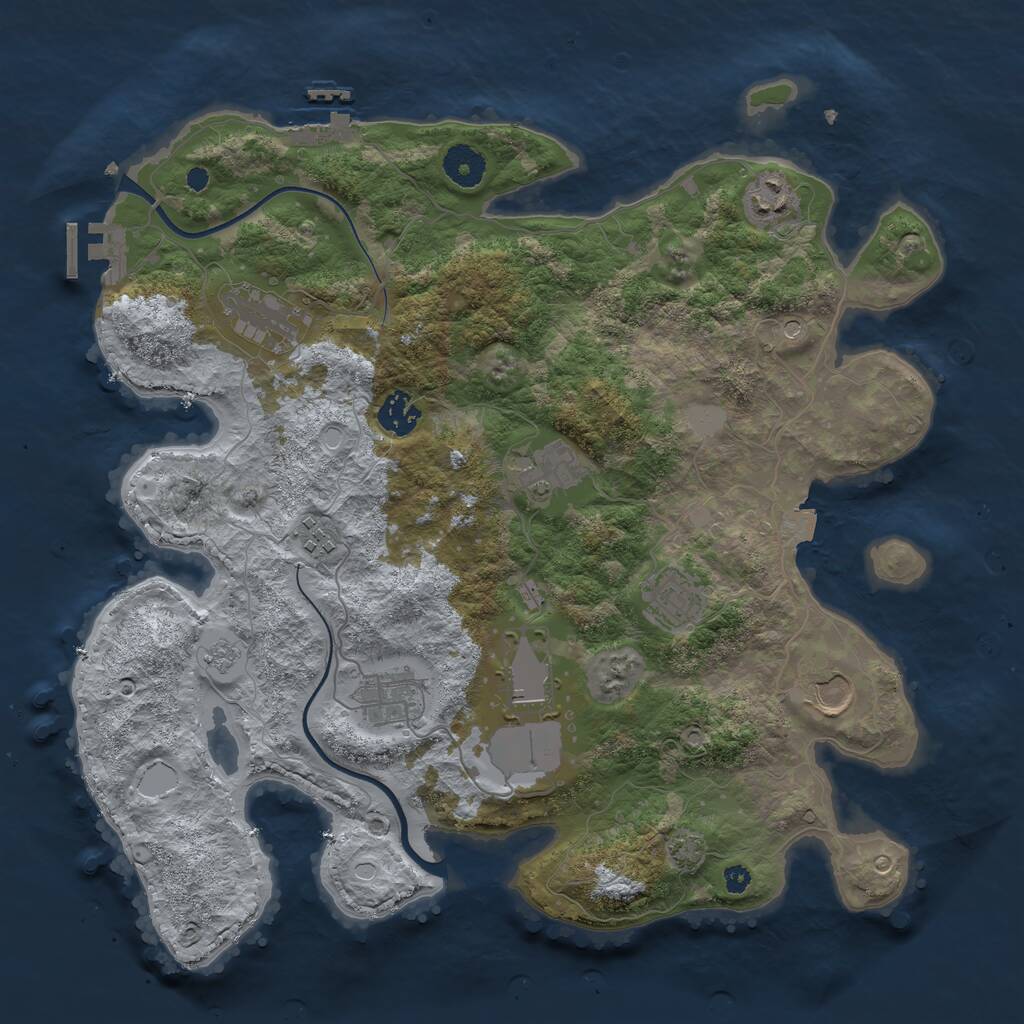 Rust Map: Procedural Map, Size: 3700, Seed: 1254319126, 15 Monuments