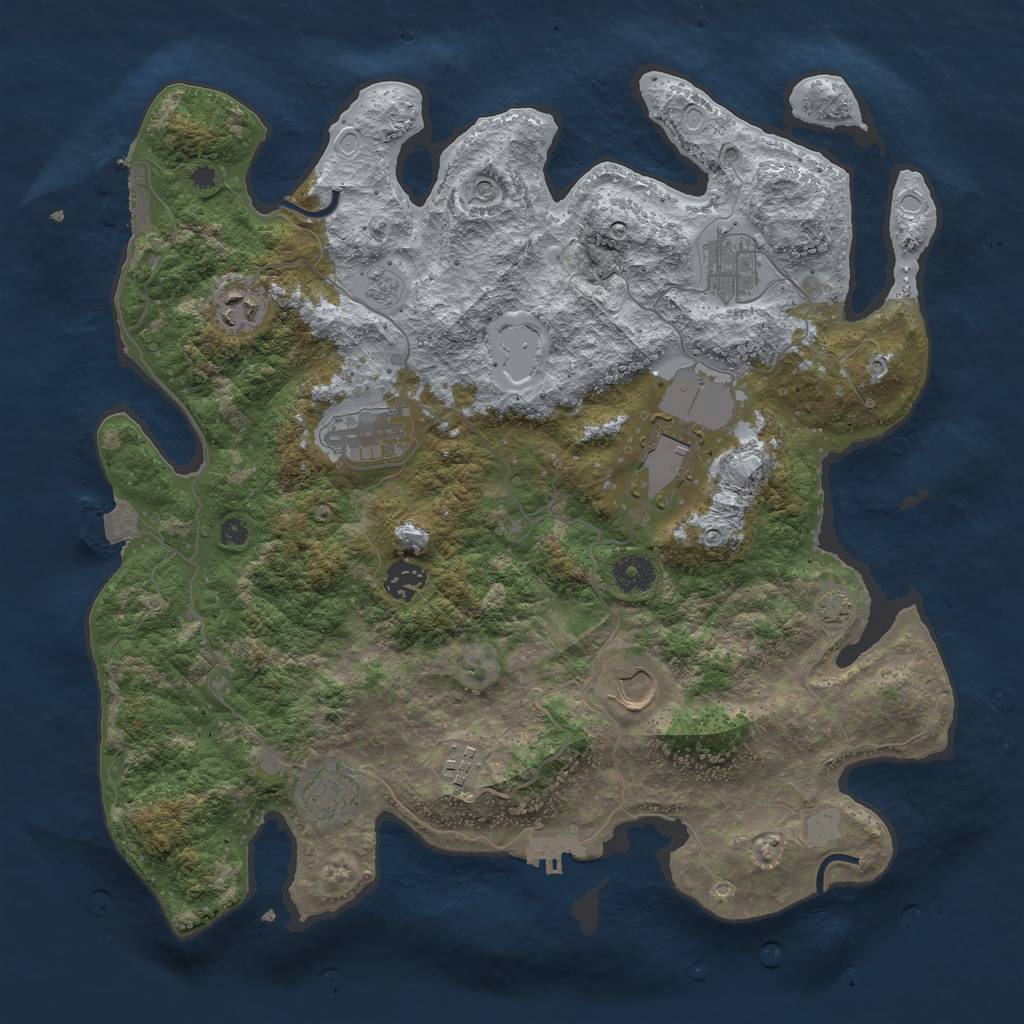 Rust Map: Procedural Map, Size: 3800, Seed: 82995042, 16 Monuments