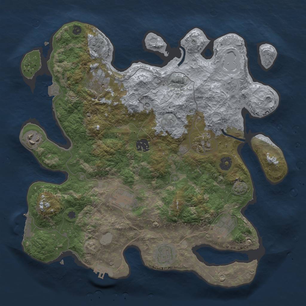 Rust Map: Procedural Map, Size: 3450, Seed: 71717719, 16 Monuments
