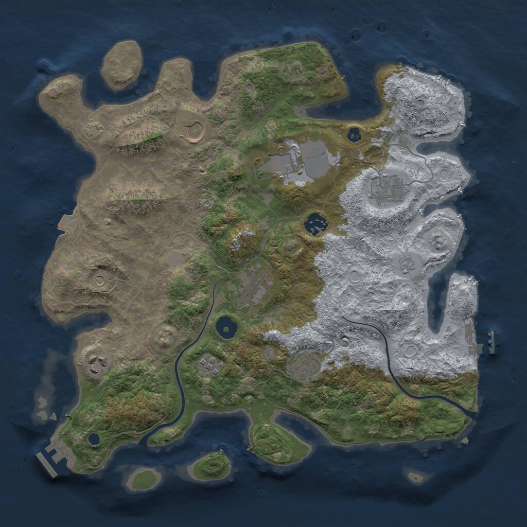 Rust Map: Procedural Map, Size: 3700, Seed: 43694356, 14 Monuments