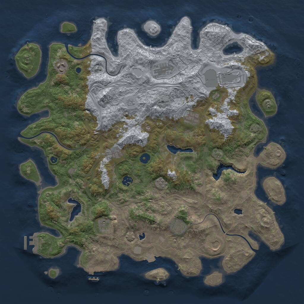 Rust Map: Procedural Map, Size: 4500, Seed: 802708824, 16 Monuments