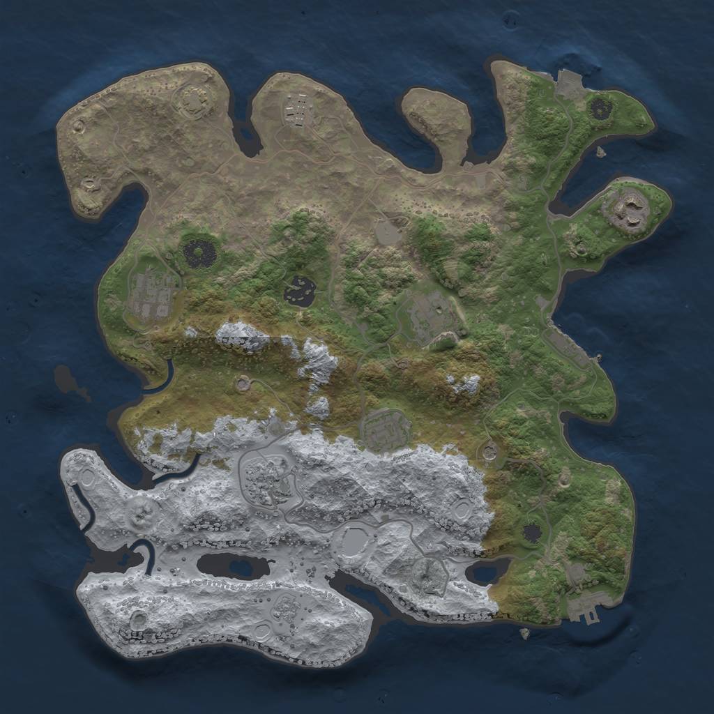 Rust Map: Procedural Map, Size: 3400, Seed: 34281175, 15 Monuments