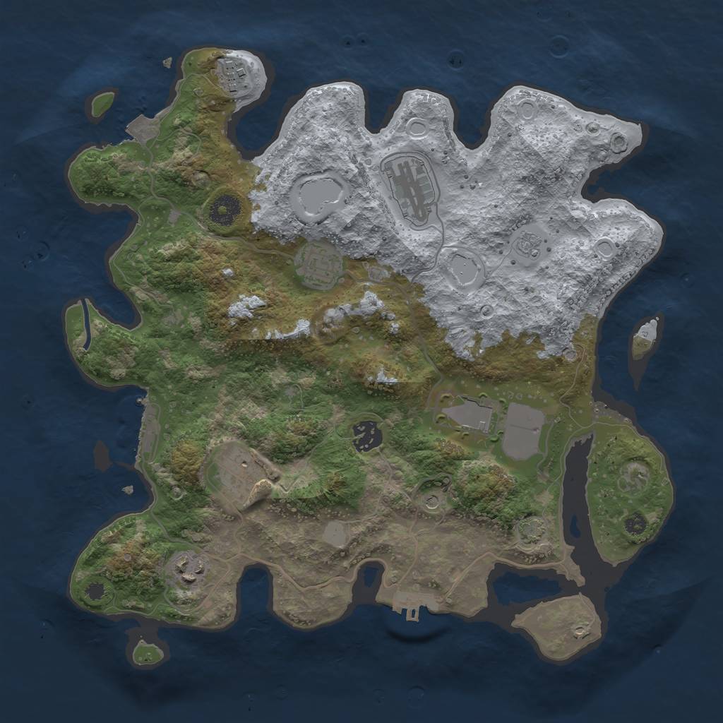 Rust Map: Procedural Map, Size: 3500, Seed: 2137469843, 15 Monuments