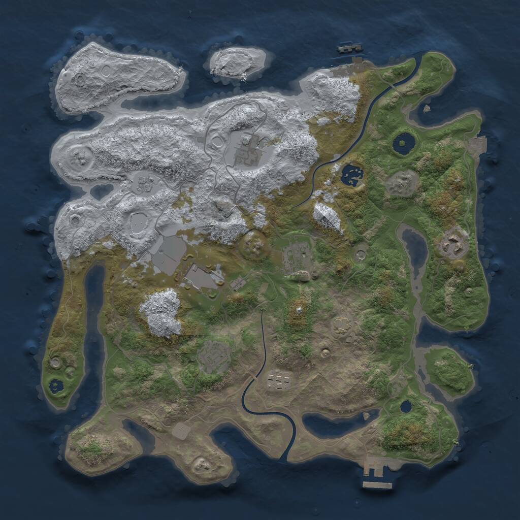 Rust Map: Procedural Map, Size: 3600, Seed: 92934828, 13 Monuments