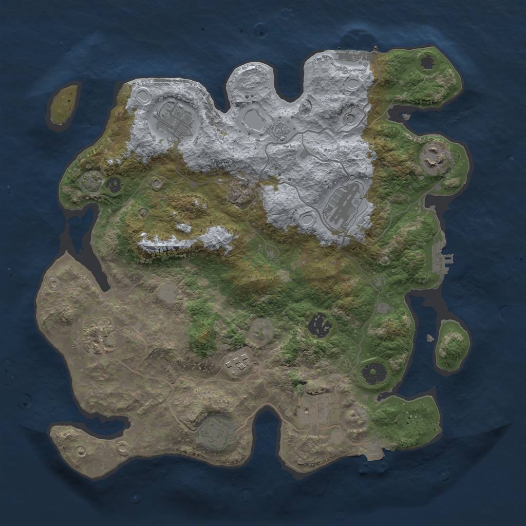 Rust Map: Procedural Map, Size: 3450, Seed: 96049370, 16 Monuments