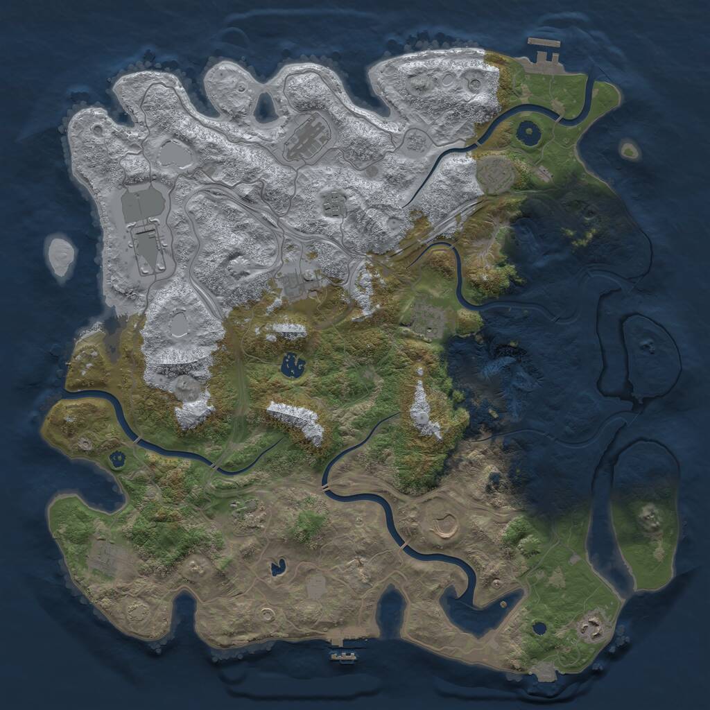 Rust Map: Procedural Map, Size: 4400, Seed: 91671496, 17 Monuments