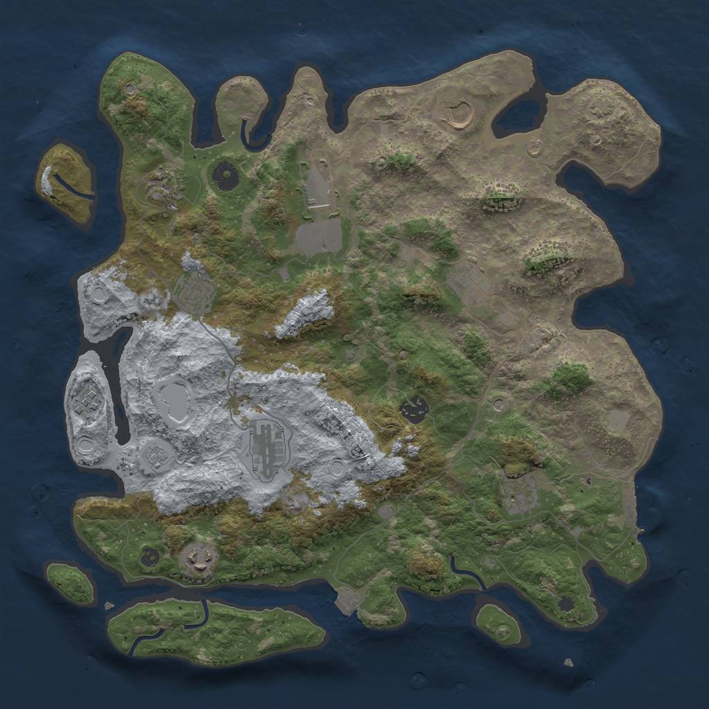Rust Map: Procedural Map, Size: 3900, Seed: 24728021, 17 Monuments