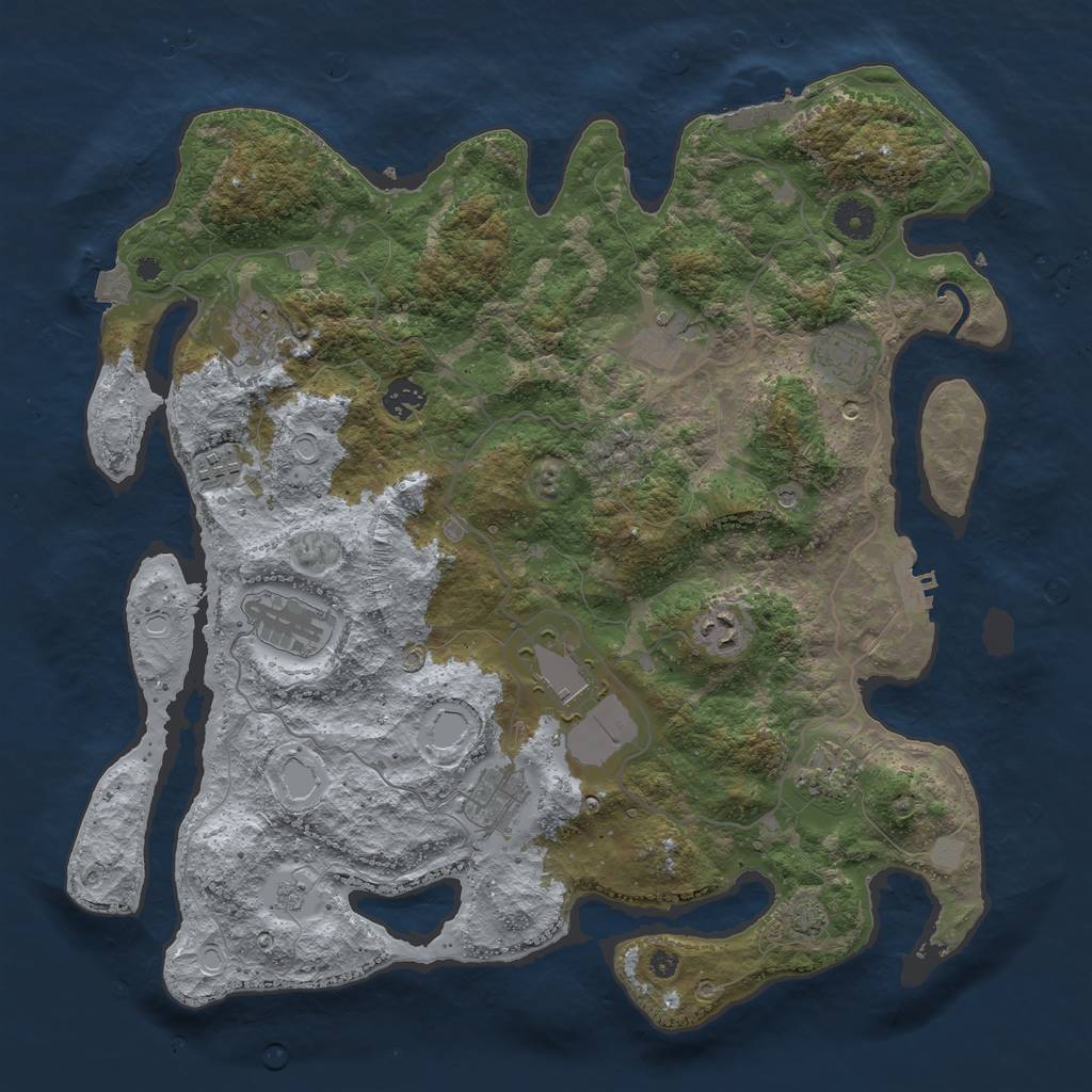 Rust Map: Procedural Map, Size: 4000, Seed: 9112214, 18 Monuments