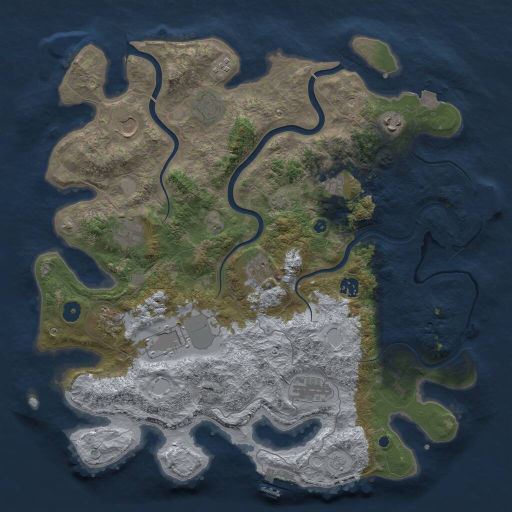 Rust Map: Procedural Map, Size: 3950, Seed: 59925186, 17 Monuments
