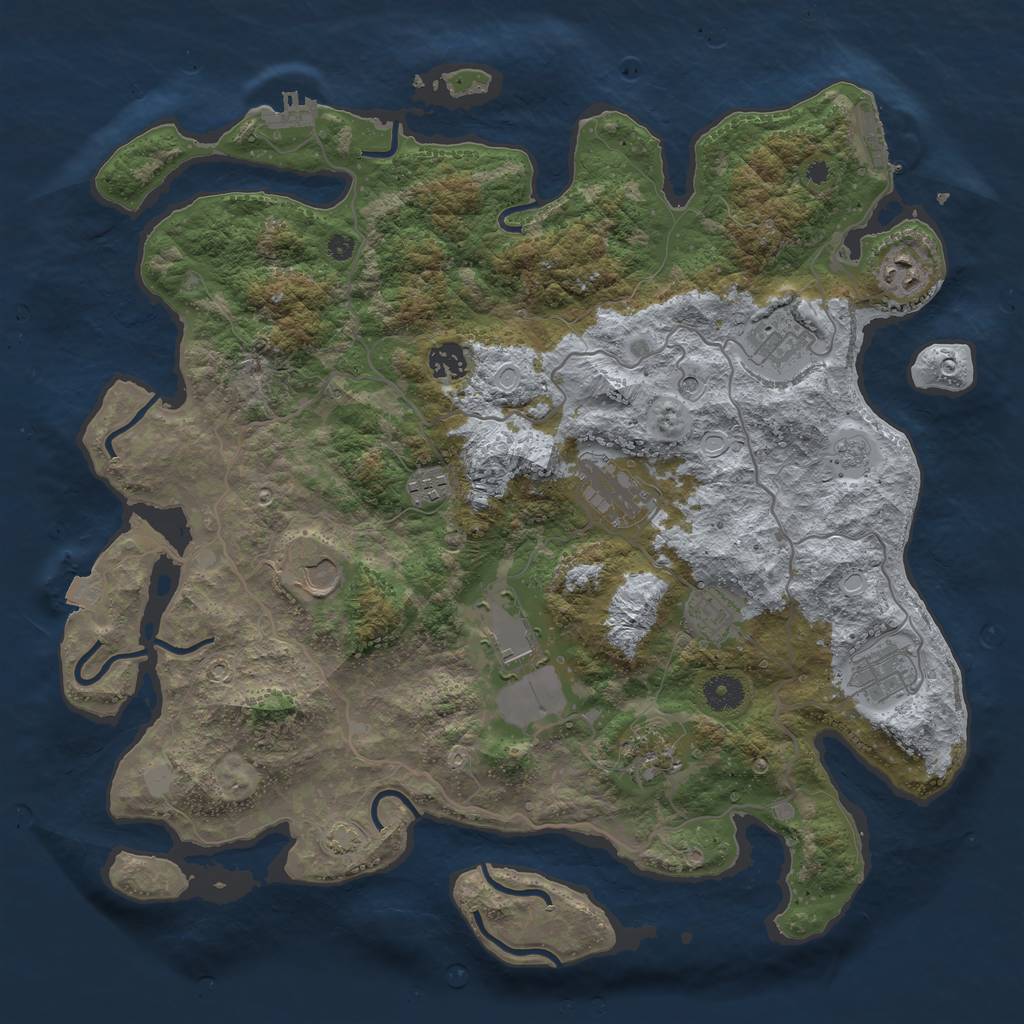 Rust Map: Procedural Map, Size: 4000, Seed: 40810223, 18 Monuments