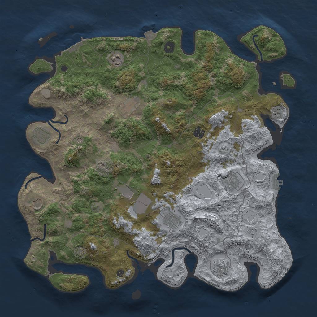 Rust Map: Procedural Map, Size: 4233, Seed: 219266207, 18 Monuments