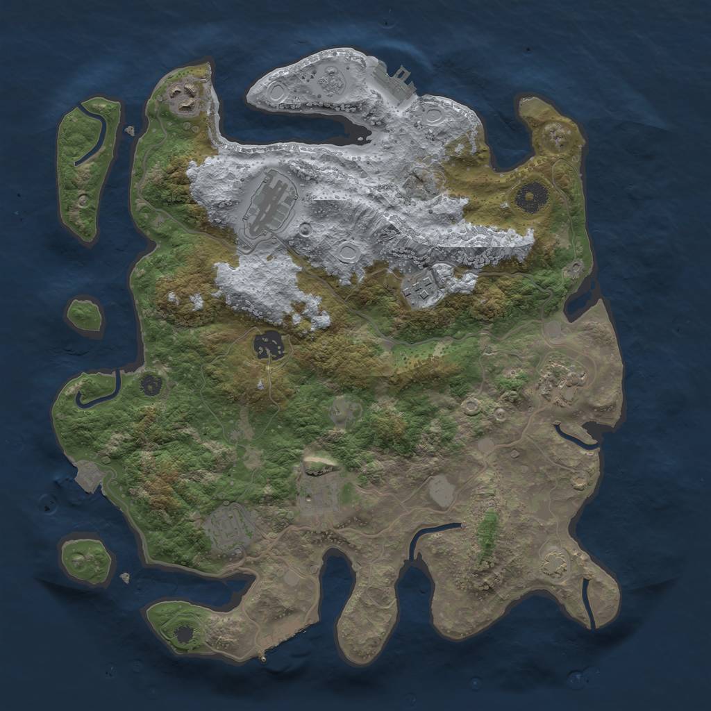 Rust Map: Procedural Map, Size: 3450, Seed: 87906337, 14 Monuments
