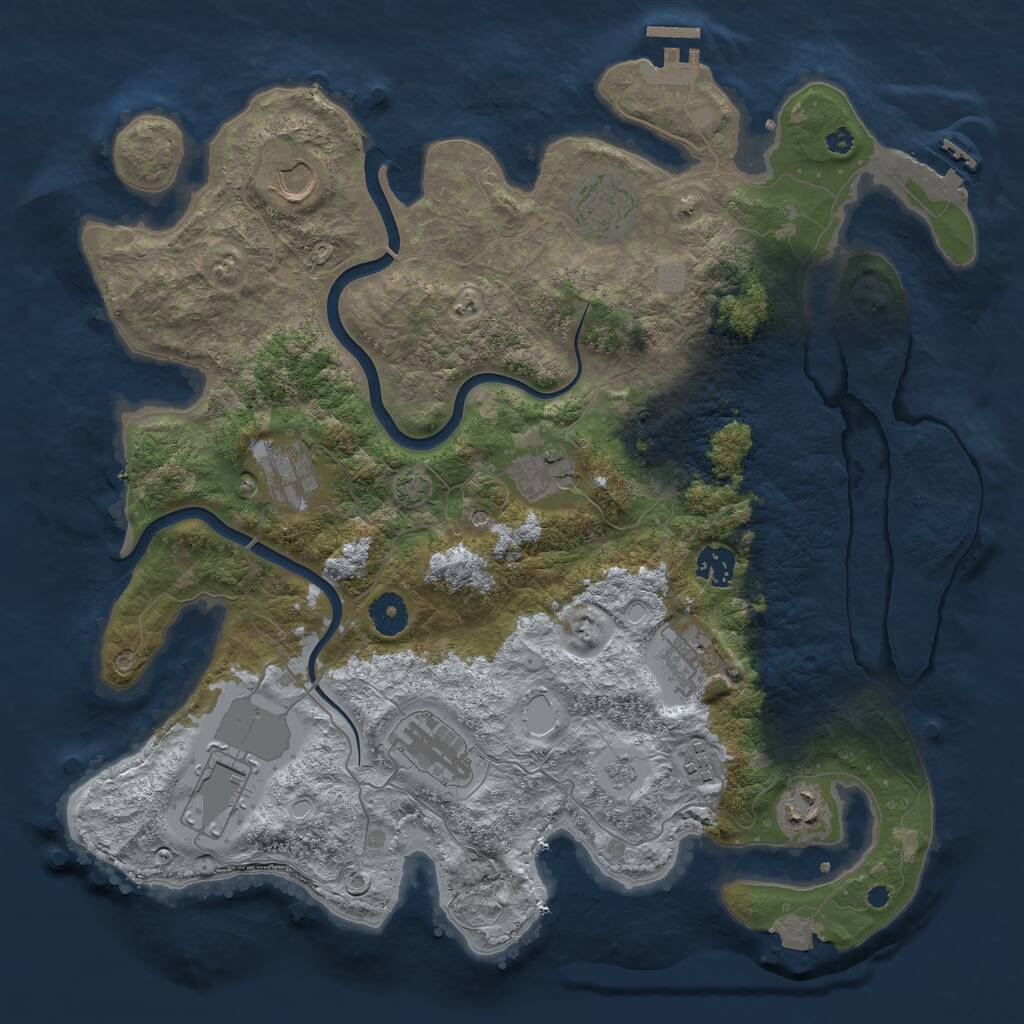 Rust Map: Procedural Map, Size: 3850, Seed: 37252137, 16 Monuments