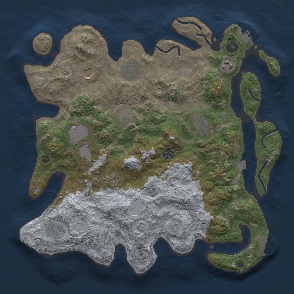 Rust Map: Procedural Map, Size: 3850, Seed: 37252137, 18 Monuments