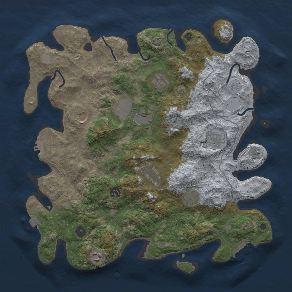 Rust Map: Procedural Map, Size: 4000, Seed: 32170230, 17 Monuments