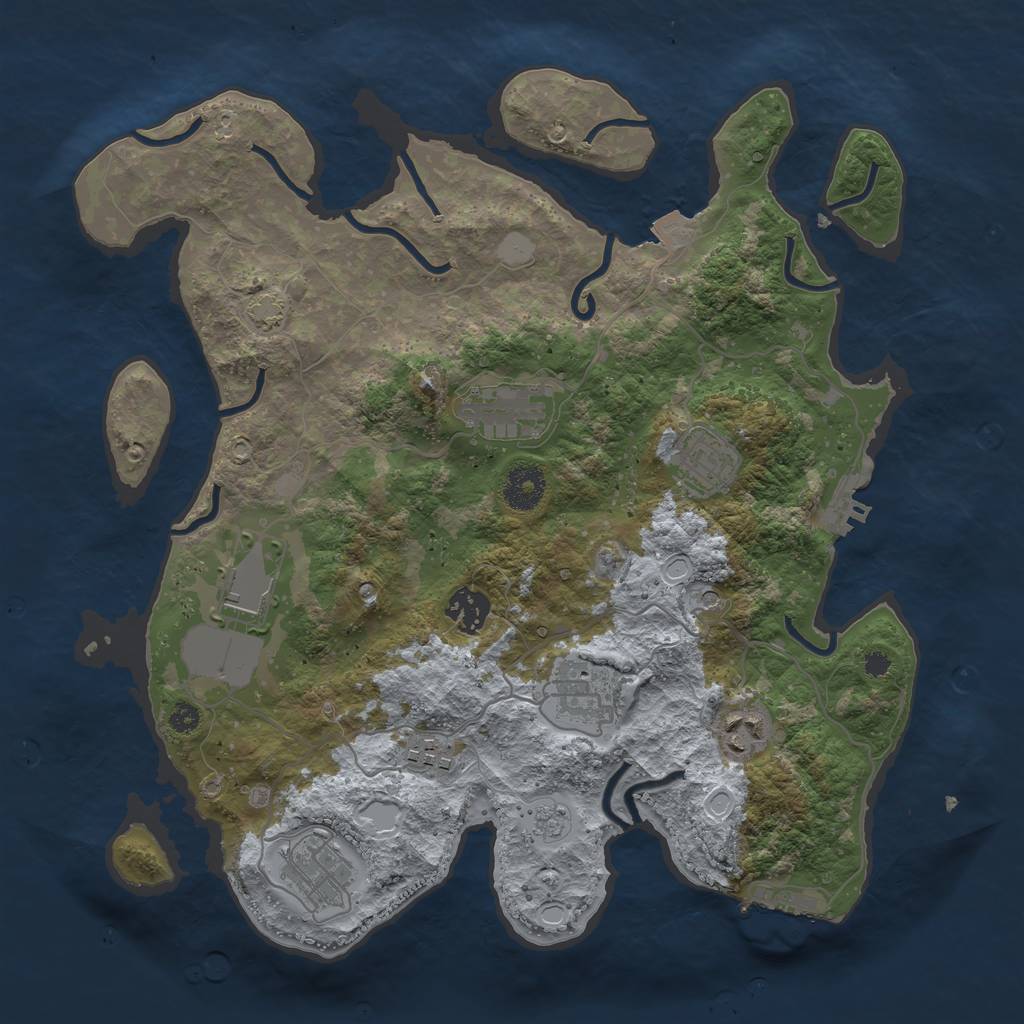 Rust Map: Procedural Map, Size: 3500, Seed: 1531093075, 16 Monuments