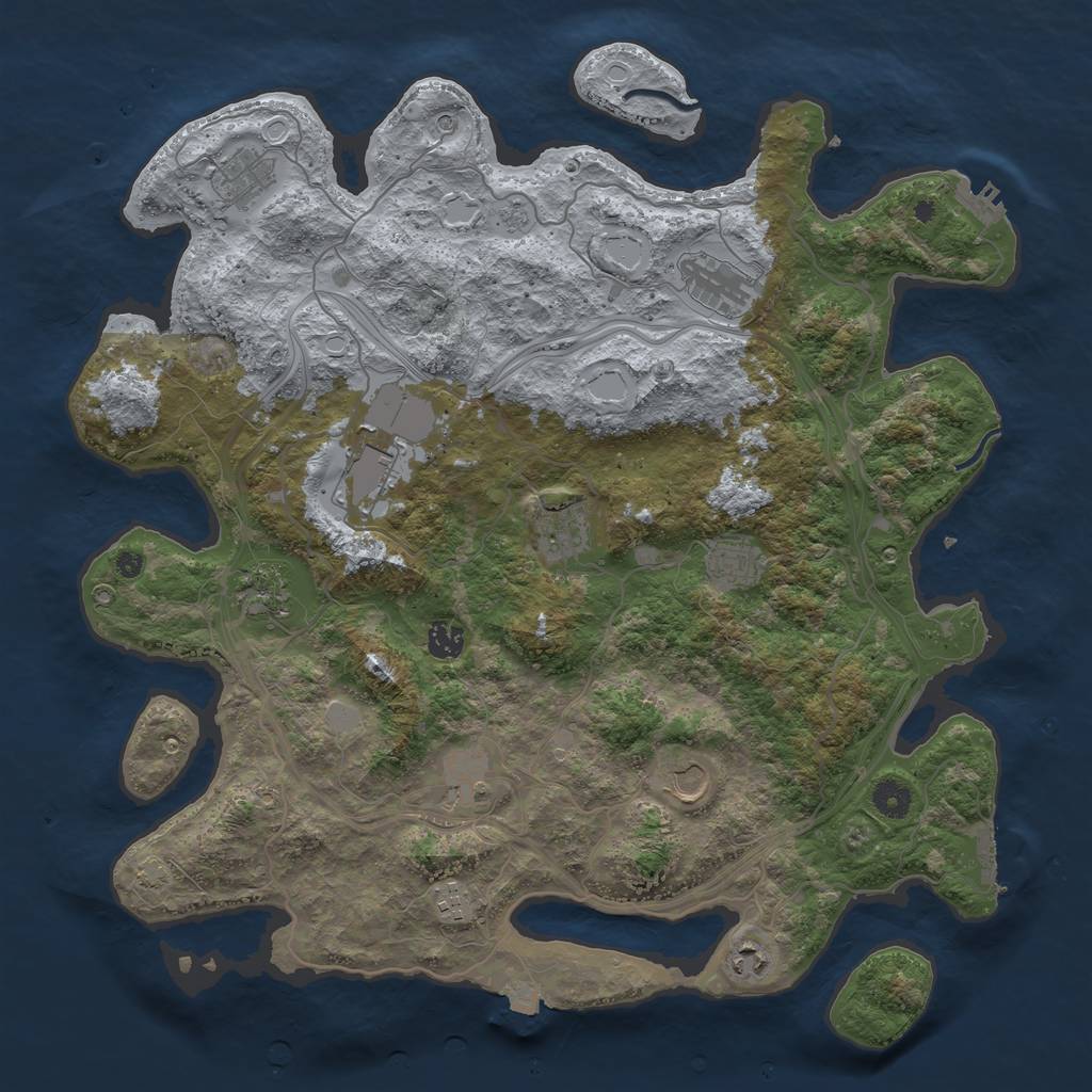 Rust Map: Procedural Map, Size: 4300, Seed: 1869197515, 19 Monuments