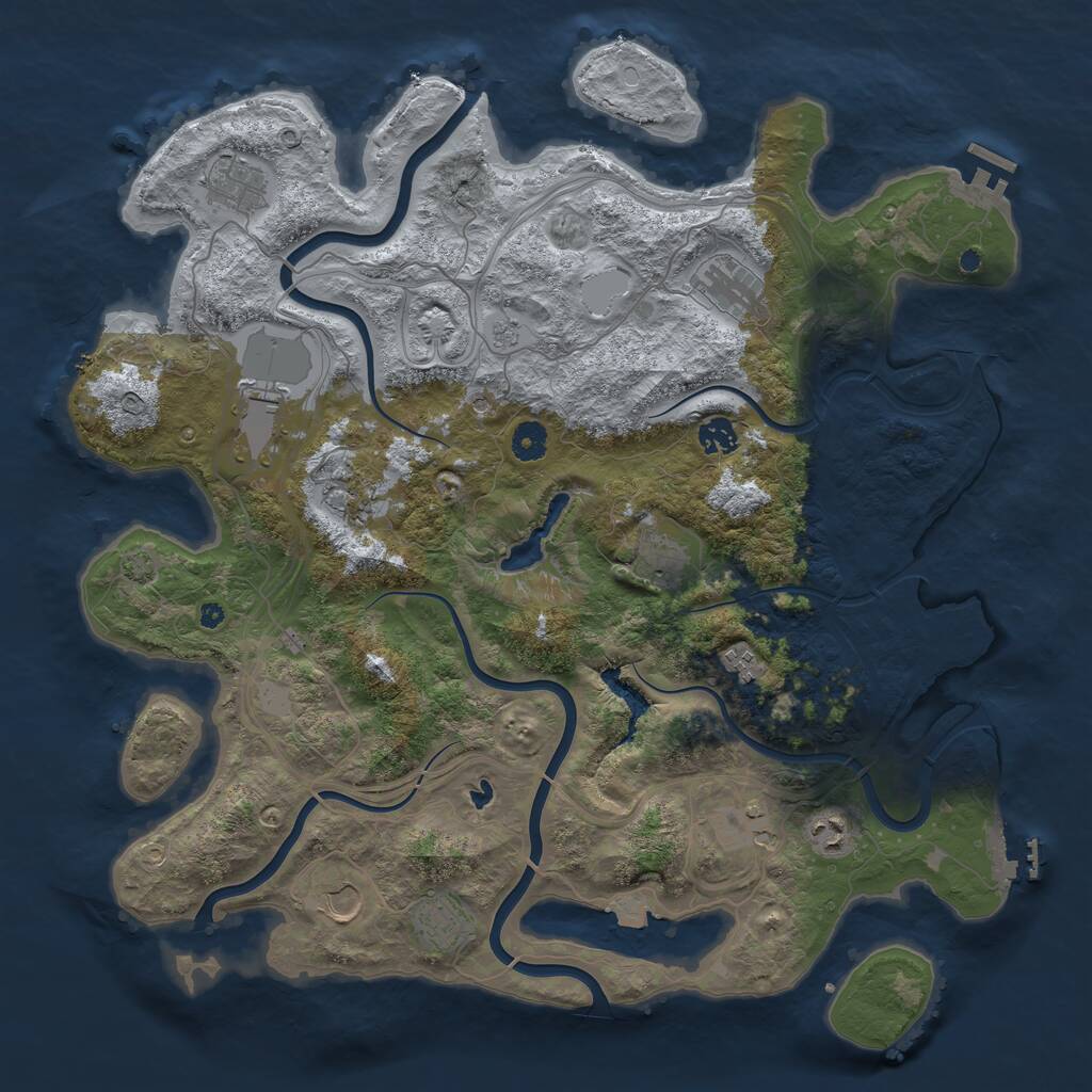 Rust Map: Procedural Map, Size: 4300, Seed: 1869197515, 17 Monuments