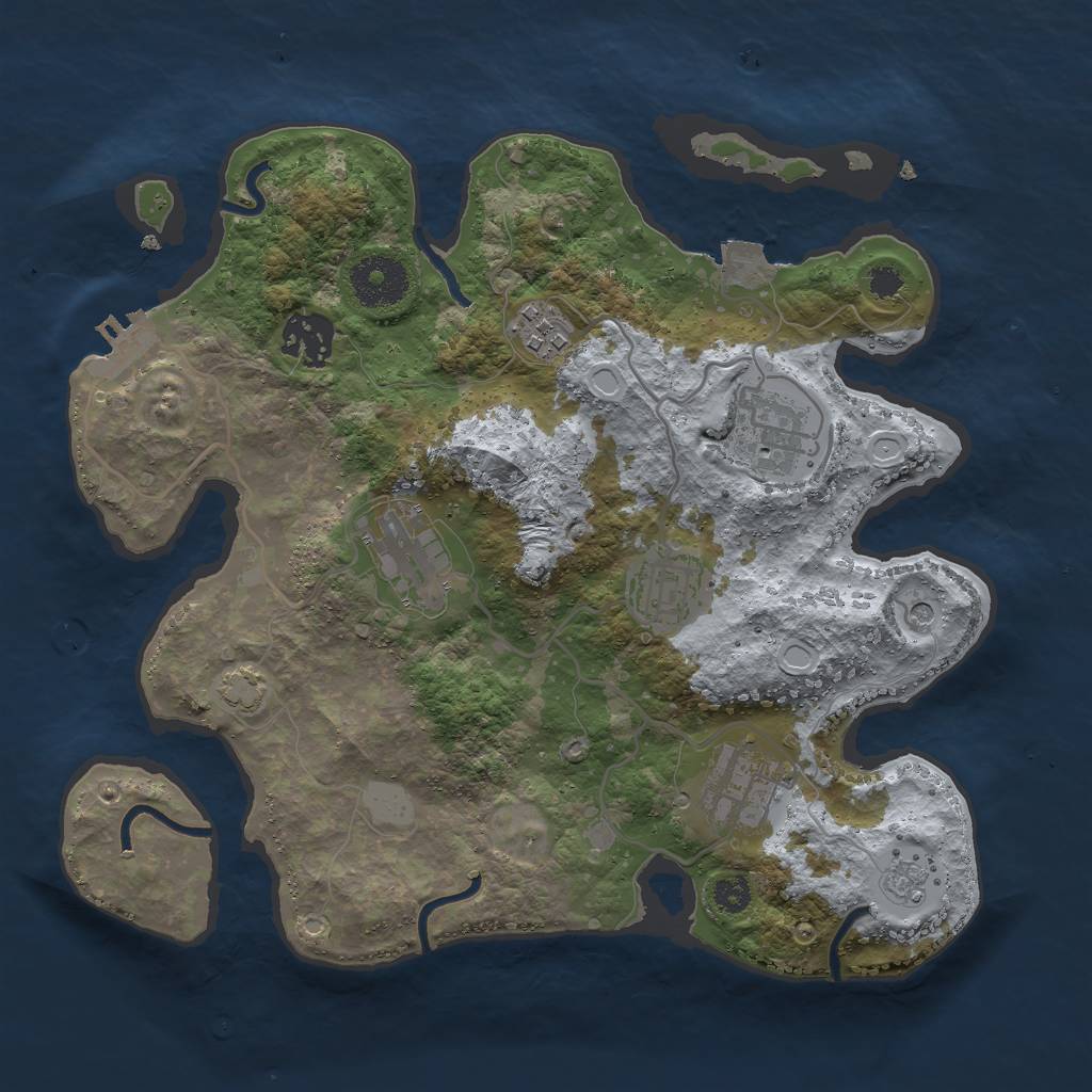 Rust Map: Procedural Map, Size: 3000, Seed: 2096269270, 13 Monuments