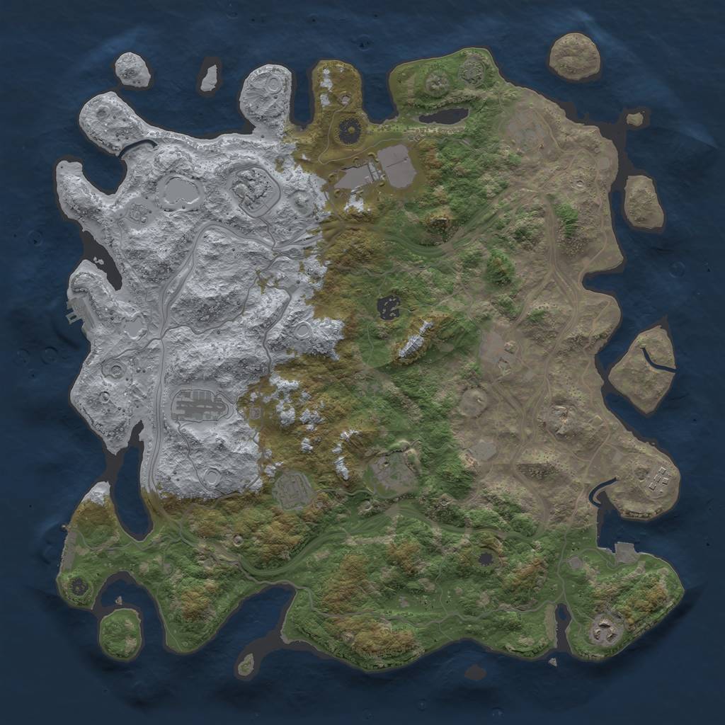 Rust Map: Procedural Map, Size: 4400, Seed: 35000707, 18 Monuments