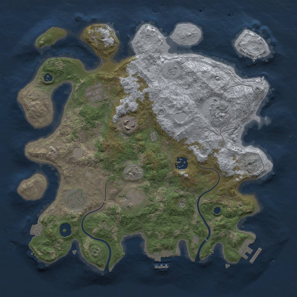 Rust Map: Procedural Map, Size: 3400, Seed: 1081749, 12 Monuments