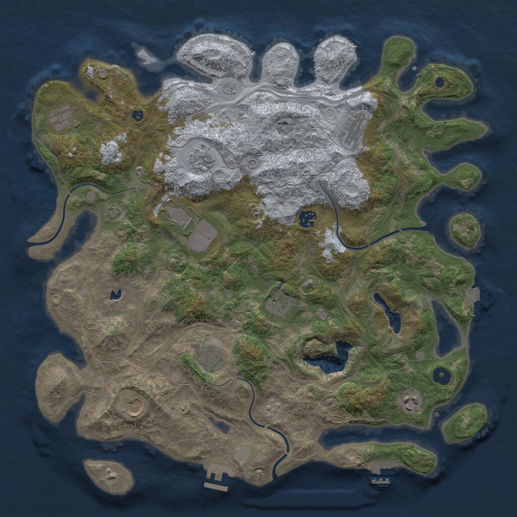 Rust Map: Procedural Map, Size: 4400, Seed: 83761467, 16 Monuments