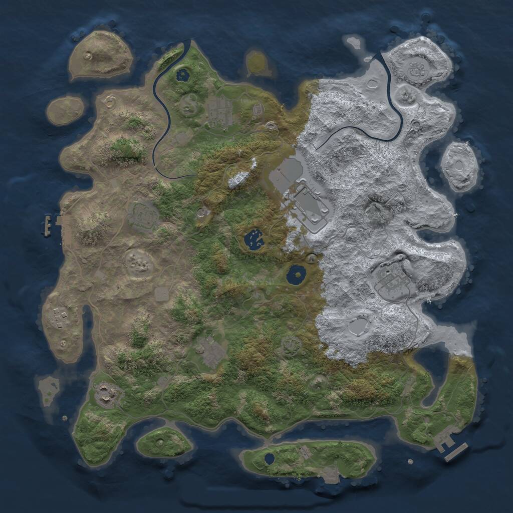 Rust Map: Procedural Map, Size: 3900, Seed: 47006423, 14 Monuments
