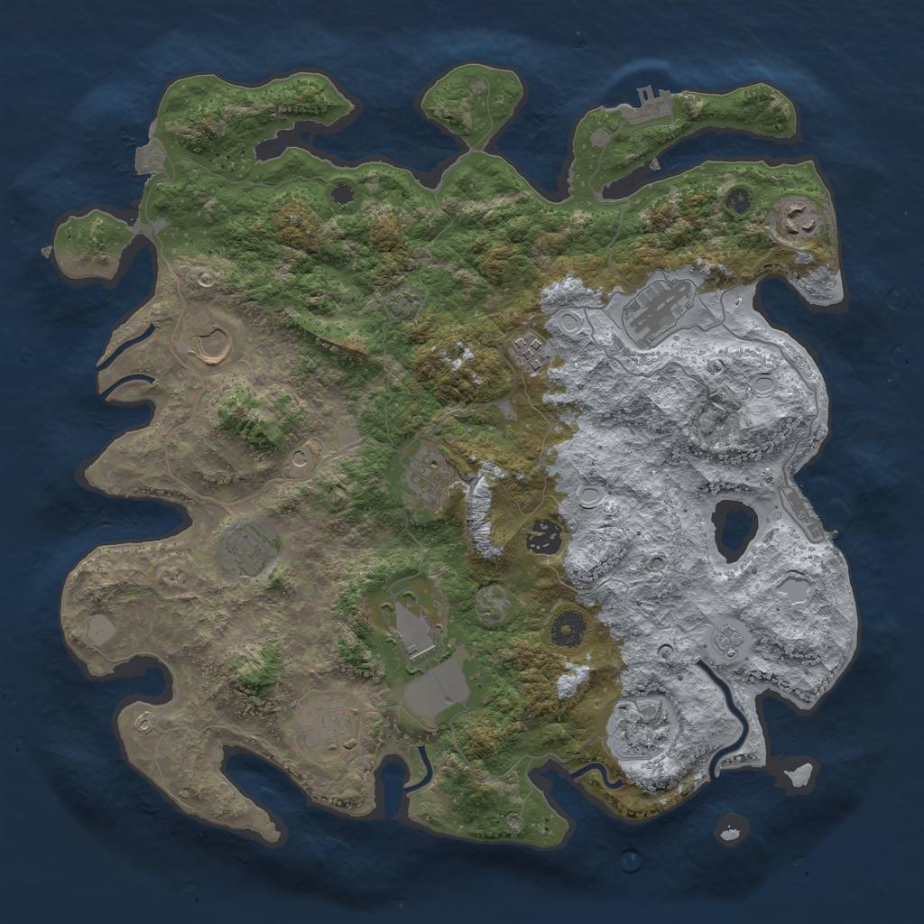 Rust Map: Procedural Map, Size: 3850, Seed: 82175253, 18 Monuments