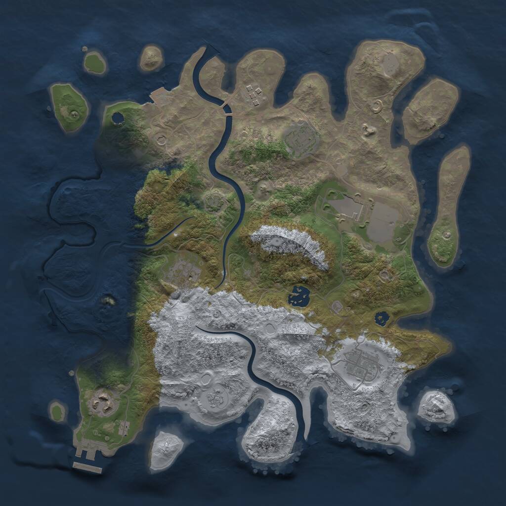 Rust Map: Procedural Map, Size: 3500, Seed: 73714586, 12 Monuments