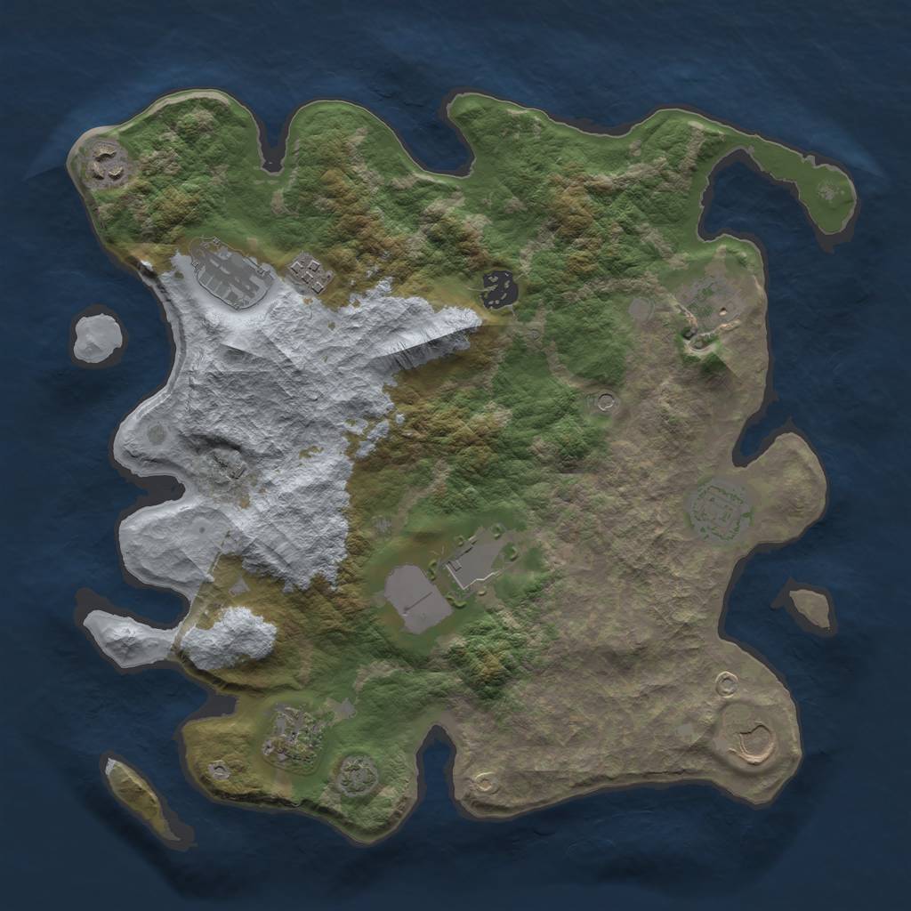 Rust Map: Barren, Size: 3500, Seed: 1448864873, 13 Monuments