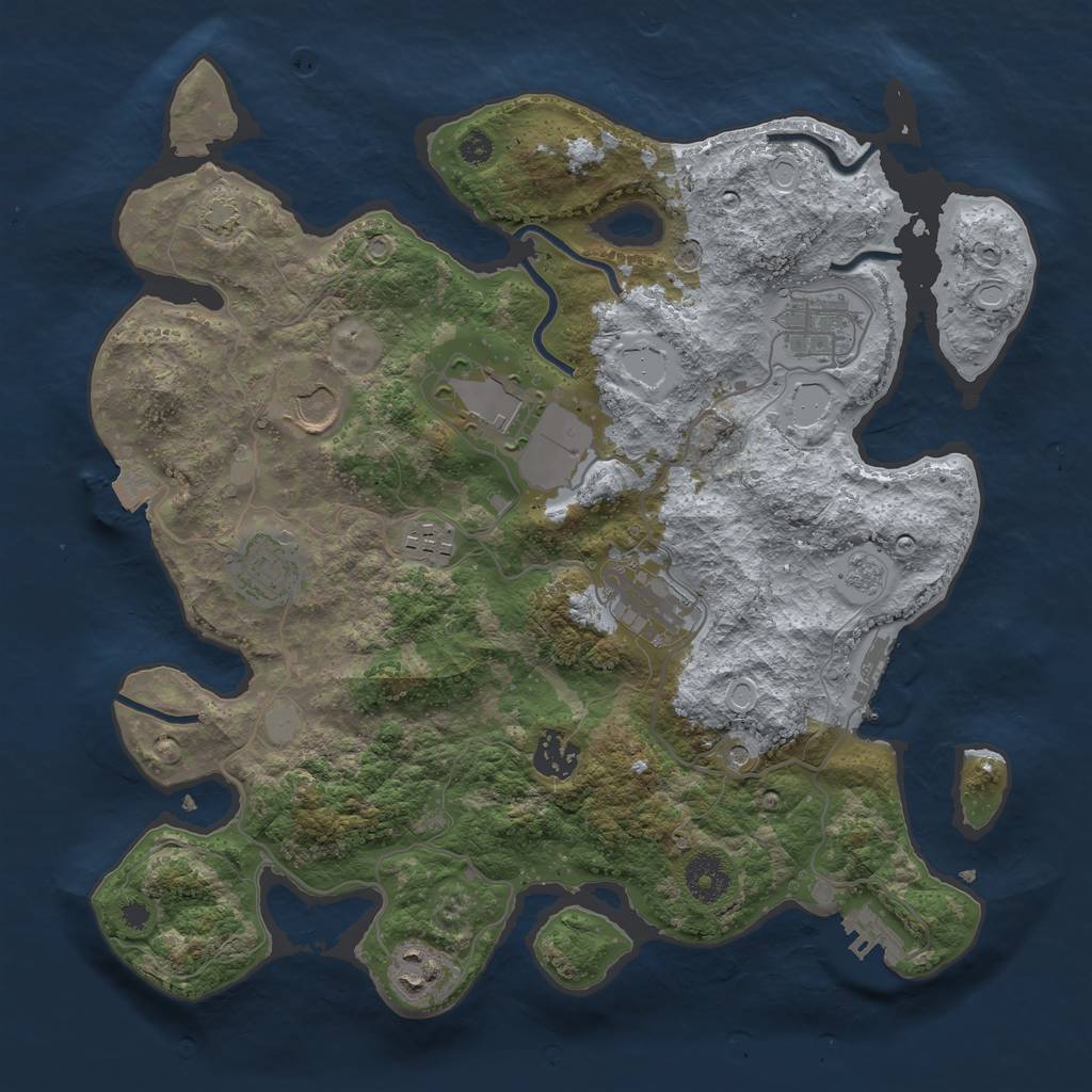 Rust Map: Procedural Map, Size: 3500, Seed: 1085801066, 16 Monuments